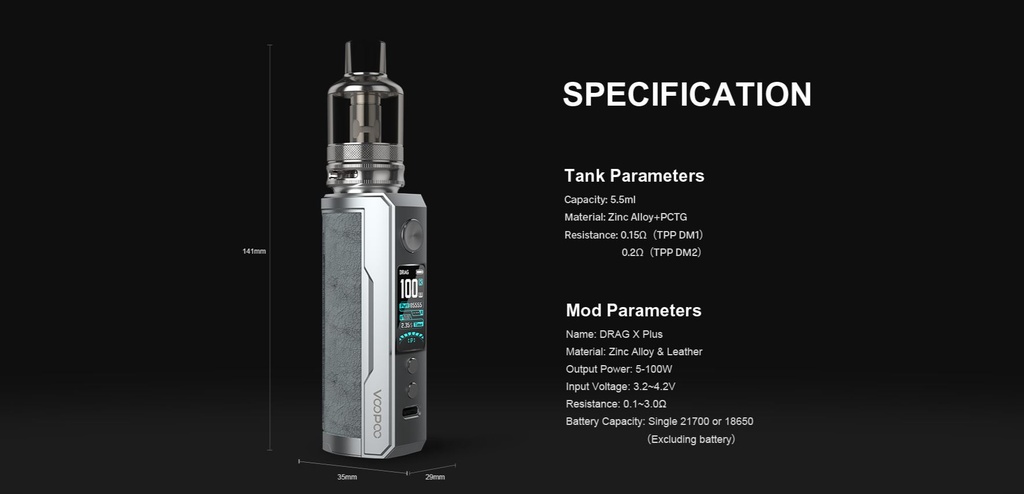 Drag X Plus Pro 100W + TPP Pod Tank 2 2ml - Voopoo